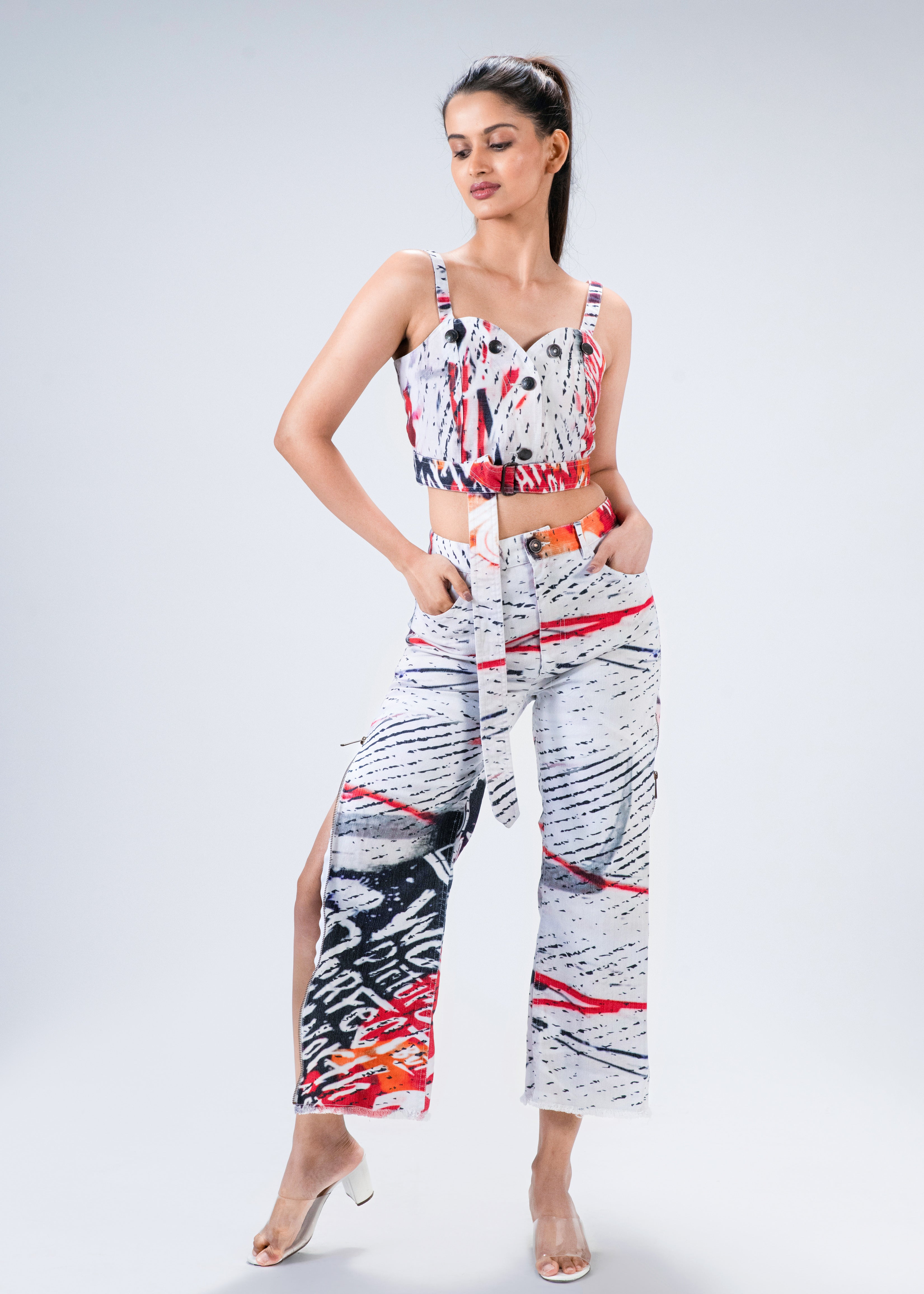 Red Pop High waist Pant