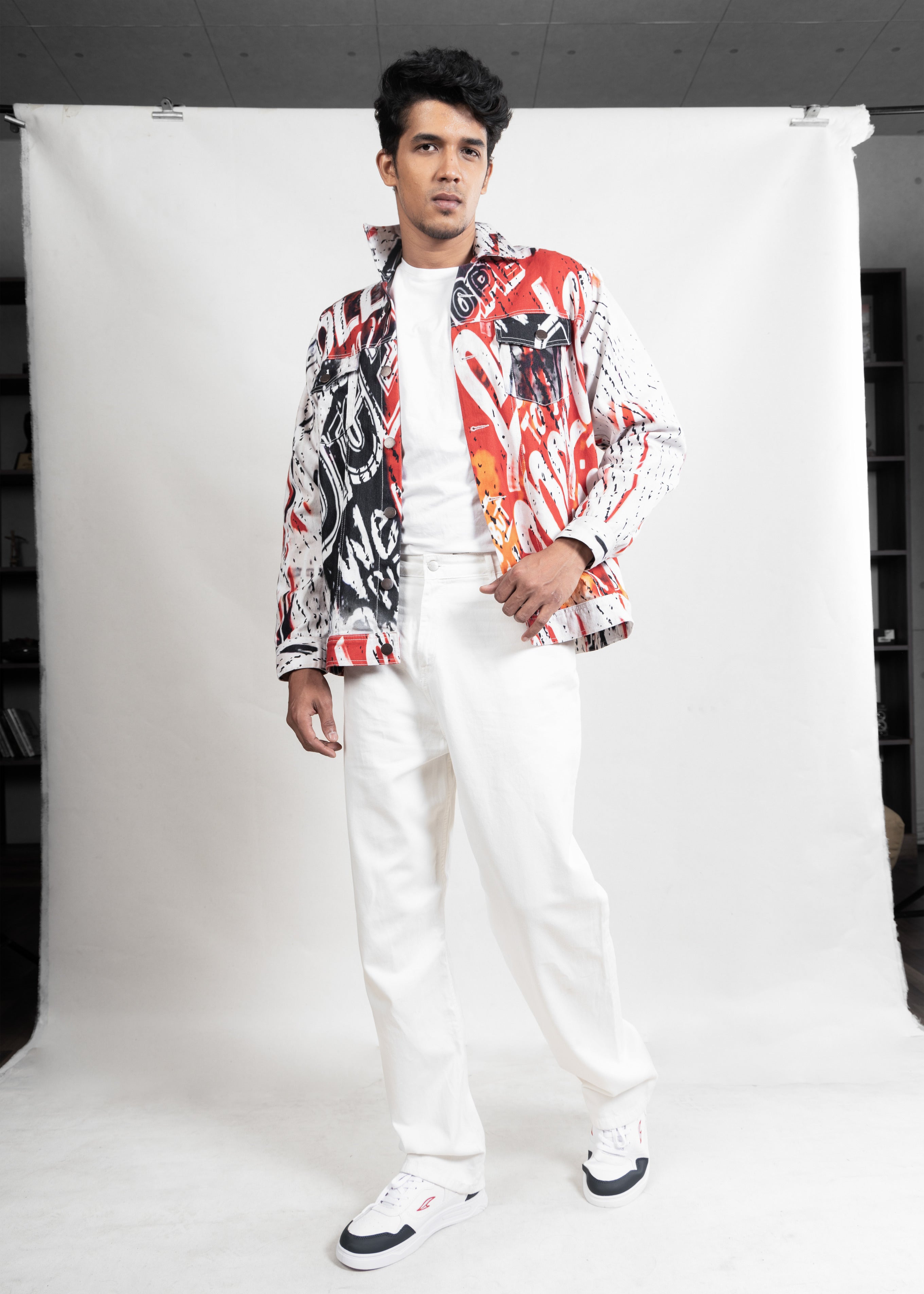 Red Pop Denim Jacket (Unisex)