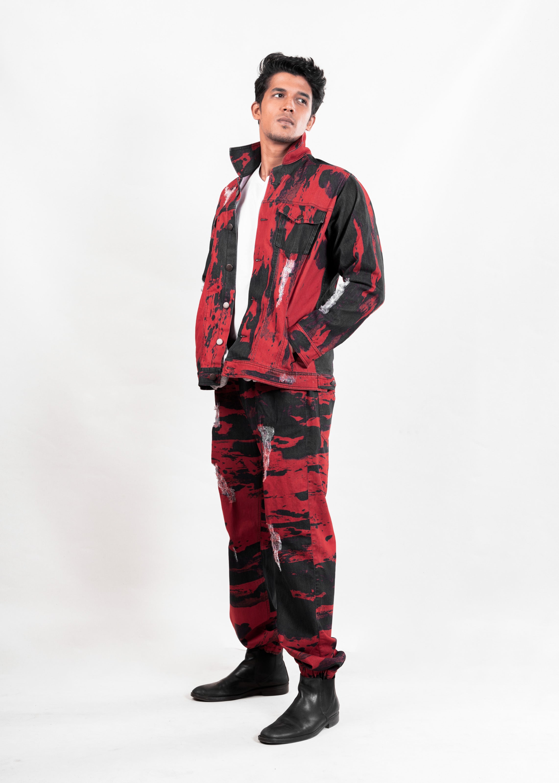 Fiery Red Denim Jacket (Unisex)