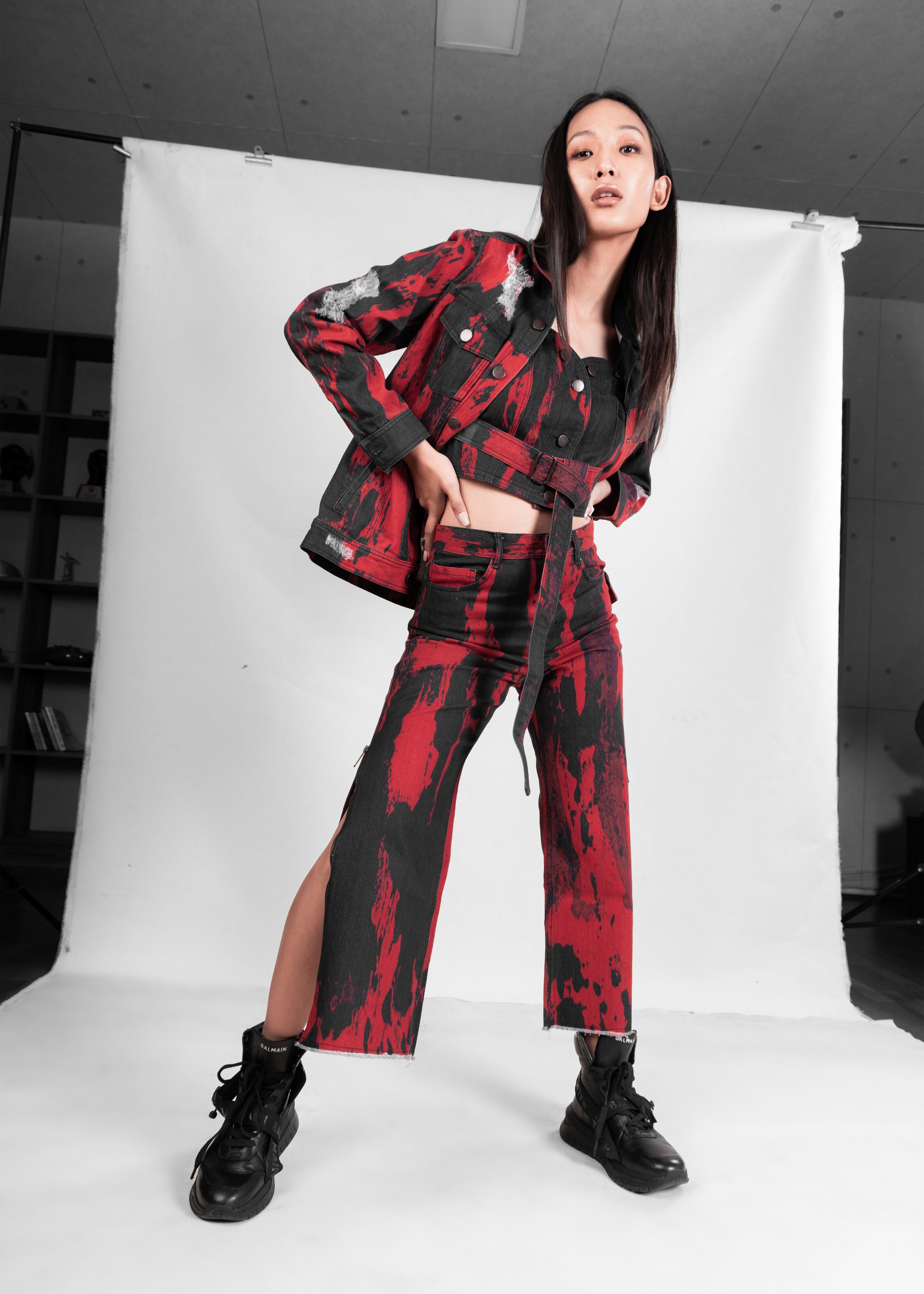 Fiery Red Denim Jacket (Unisex)