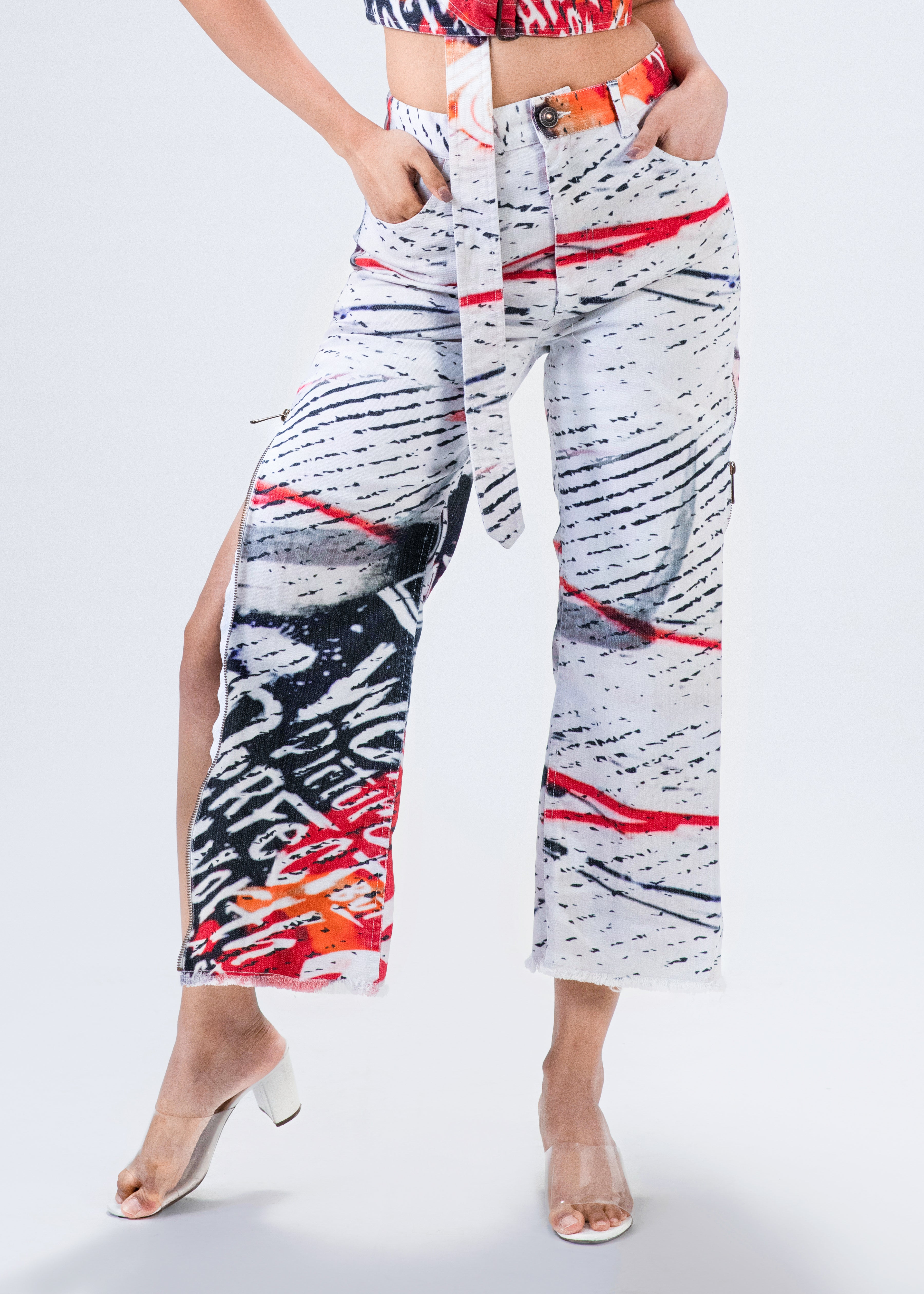 Red Pop High waist Pant