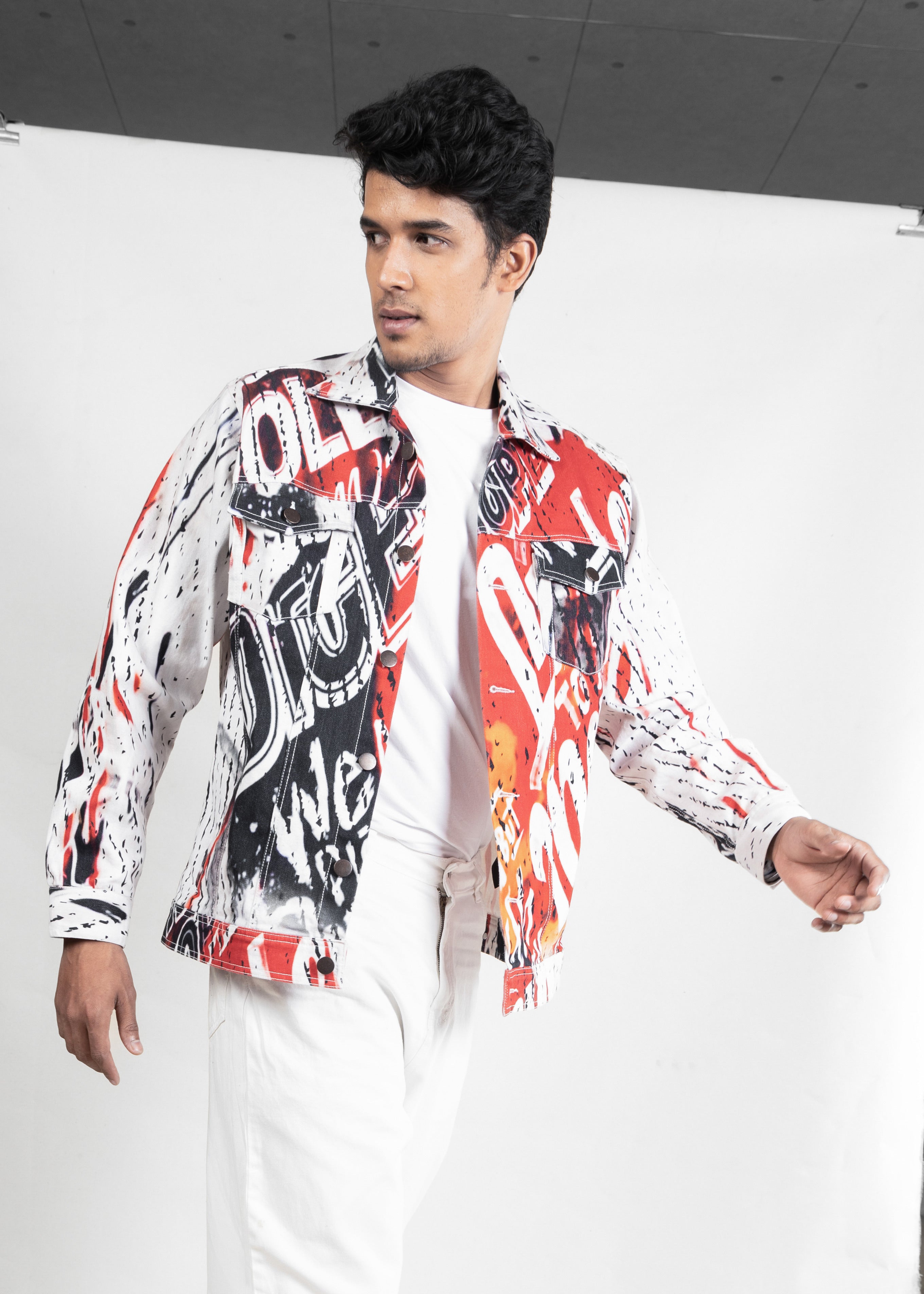 Red Pop Denim Jacket (Unisex)