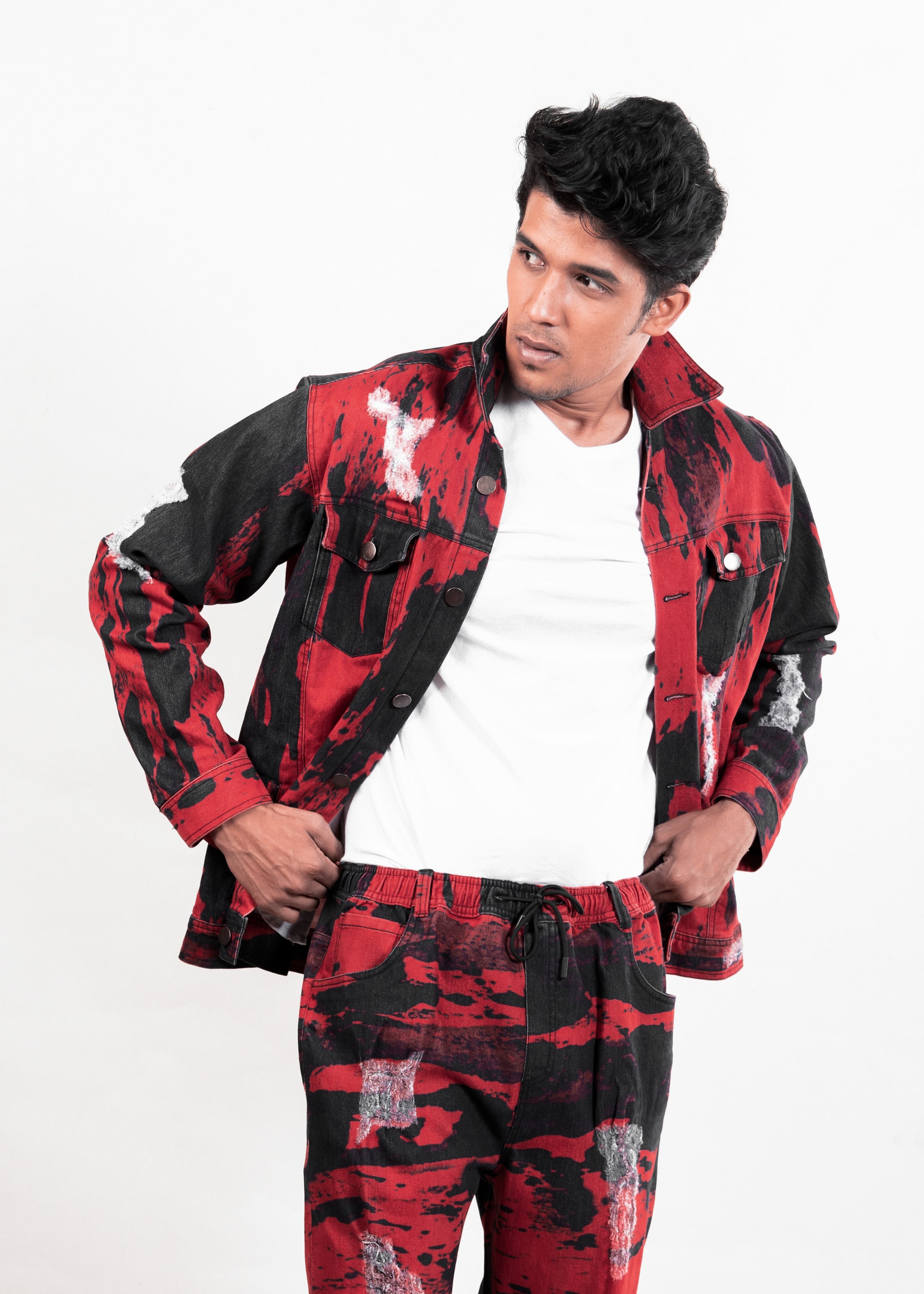 Fiery Red Denim Jacket (Unisex)