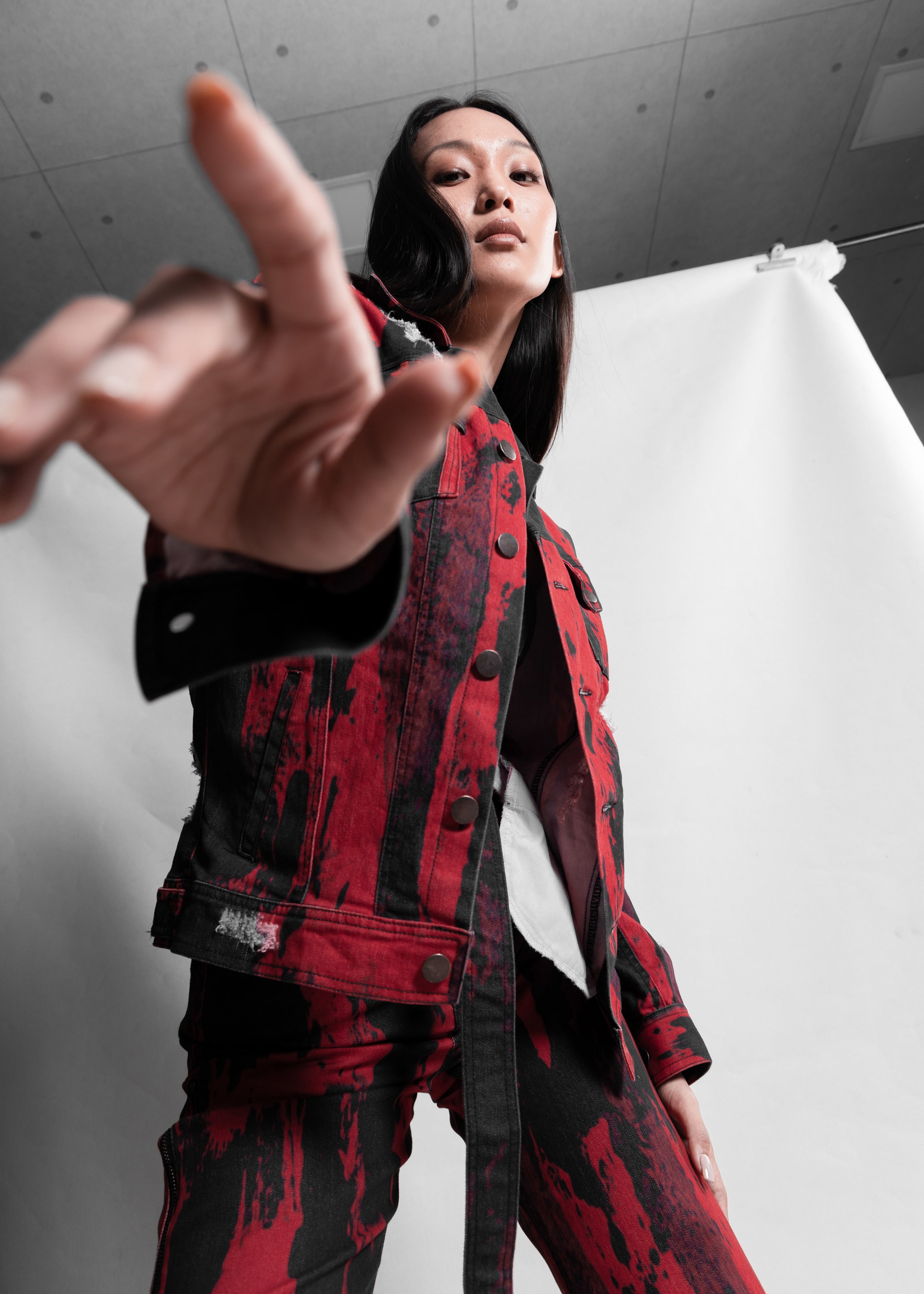 Fiery Red Denim Jacket (Unisex)