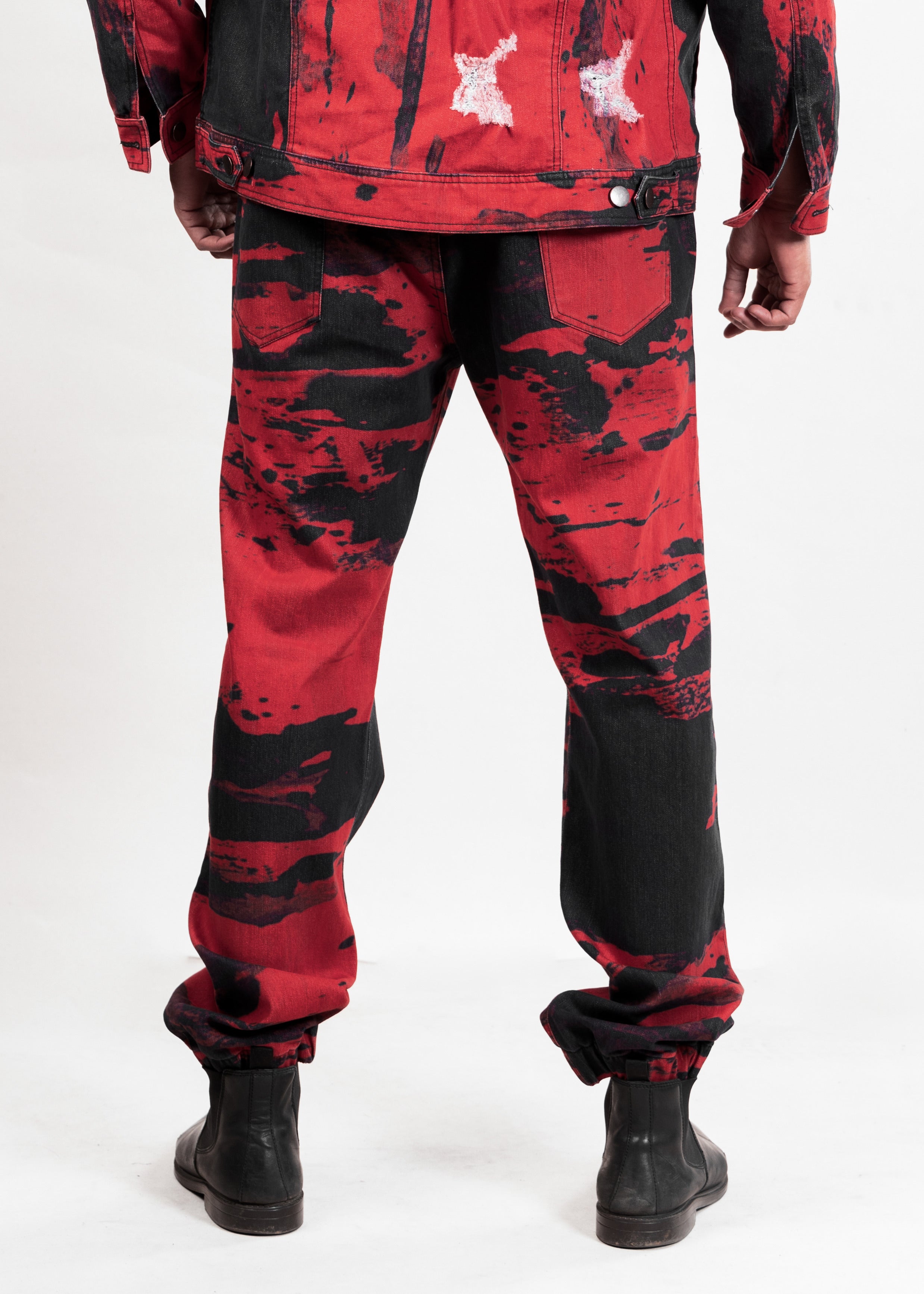 Fiery Red Denim Joggers (Unisex)