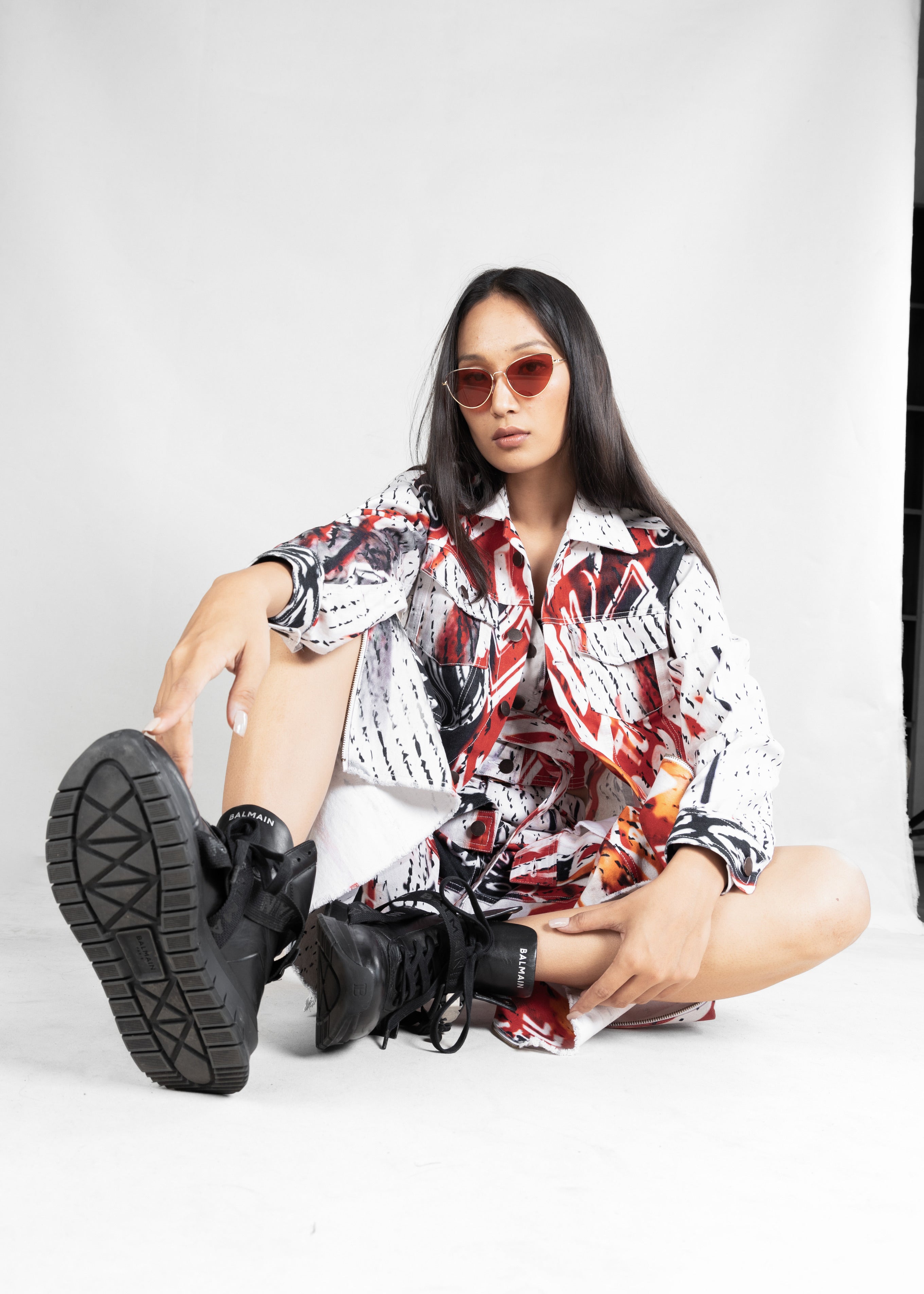 Red Pop Denim Jacket (Unisex)