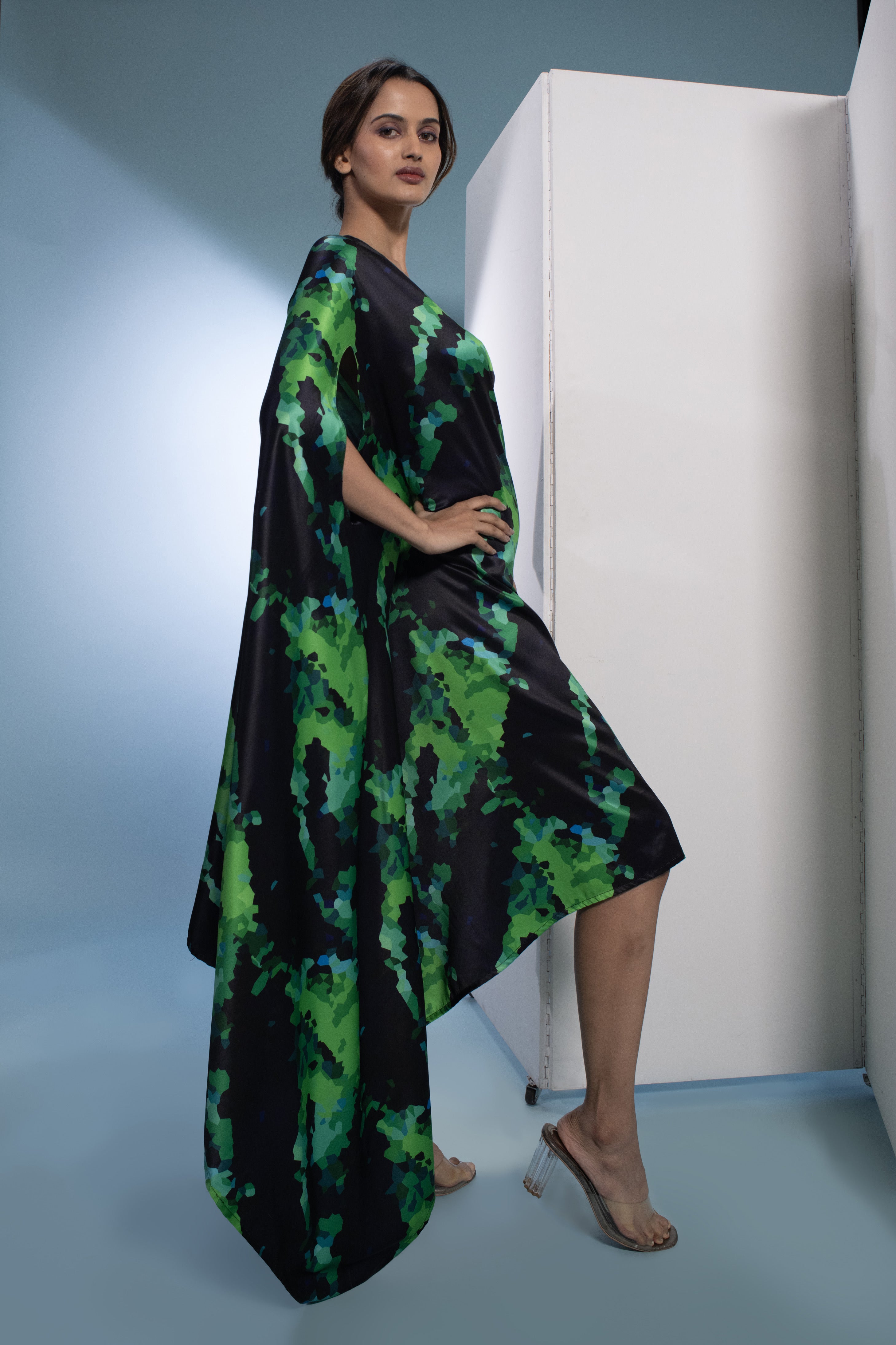 Green Animate Cross neck dress