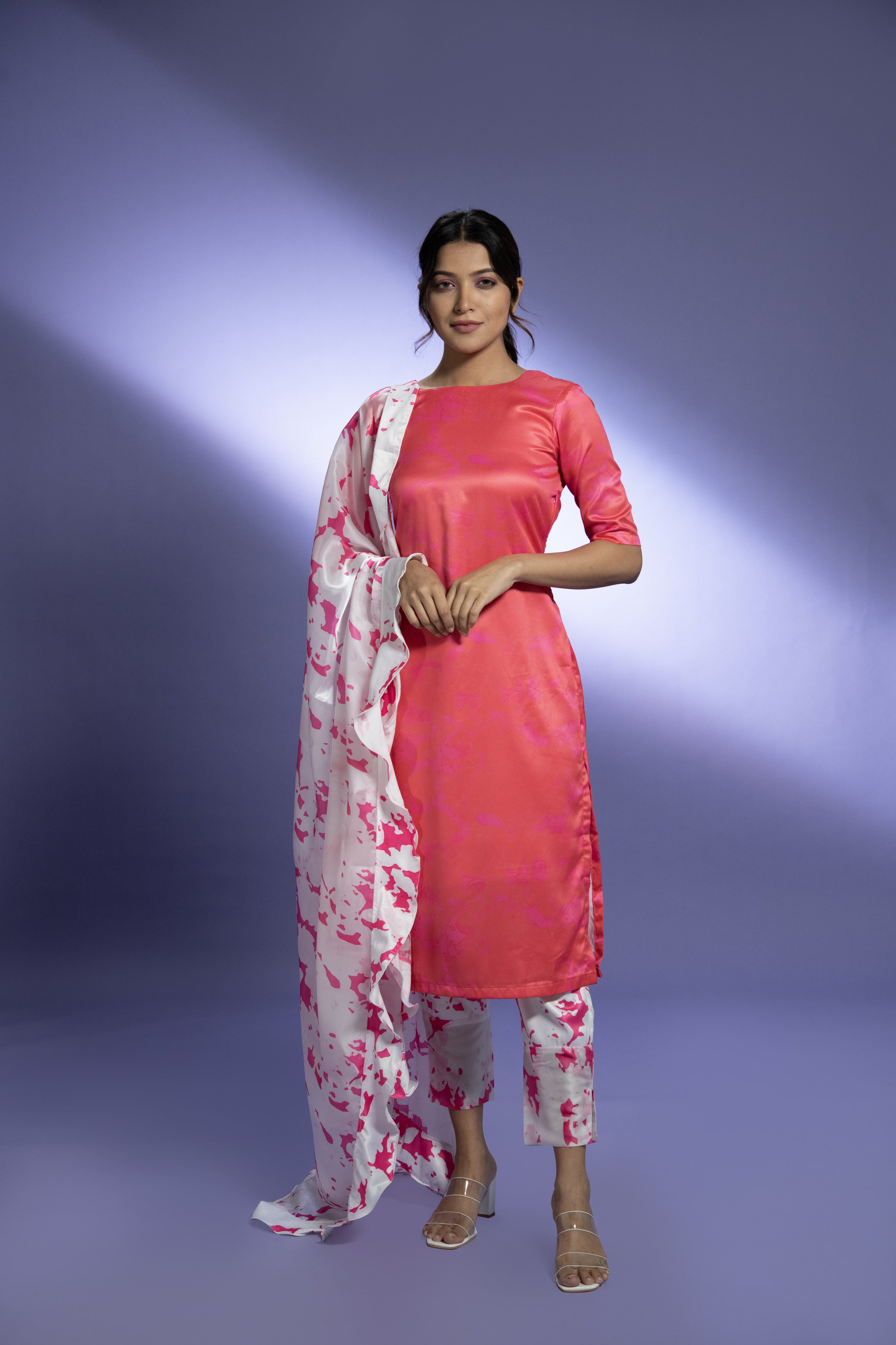 Pink Floral Fitted Suit
