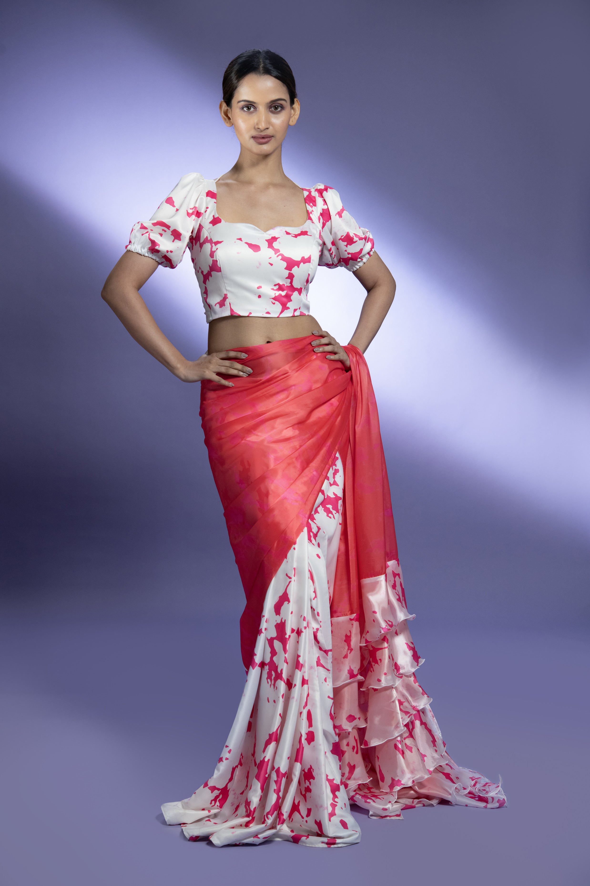 Pink floral Saree (Saree Only)