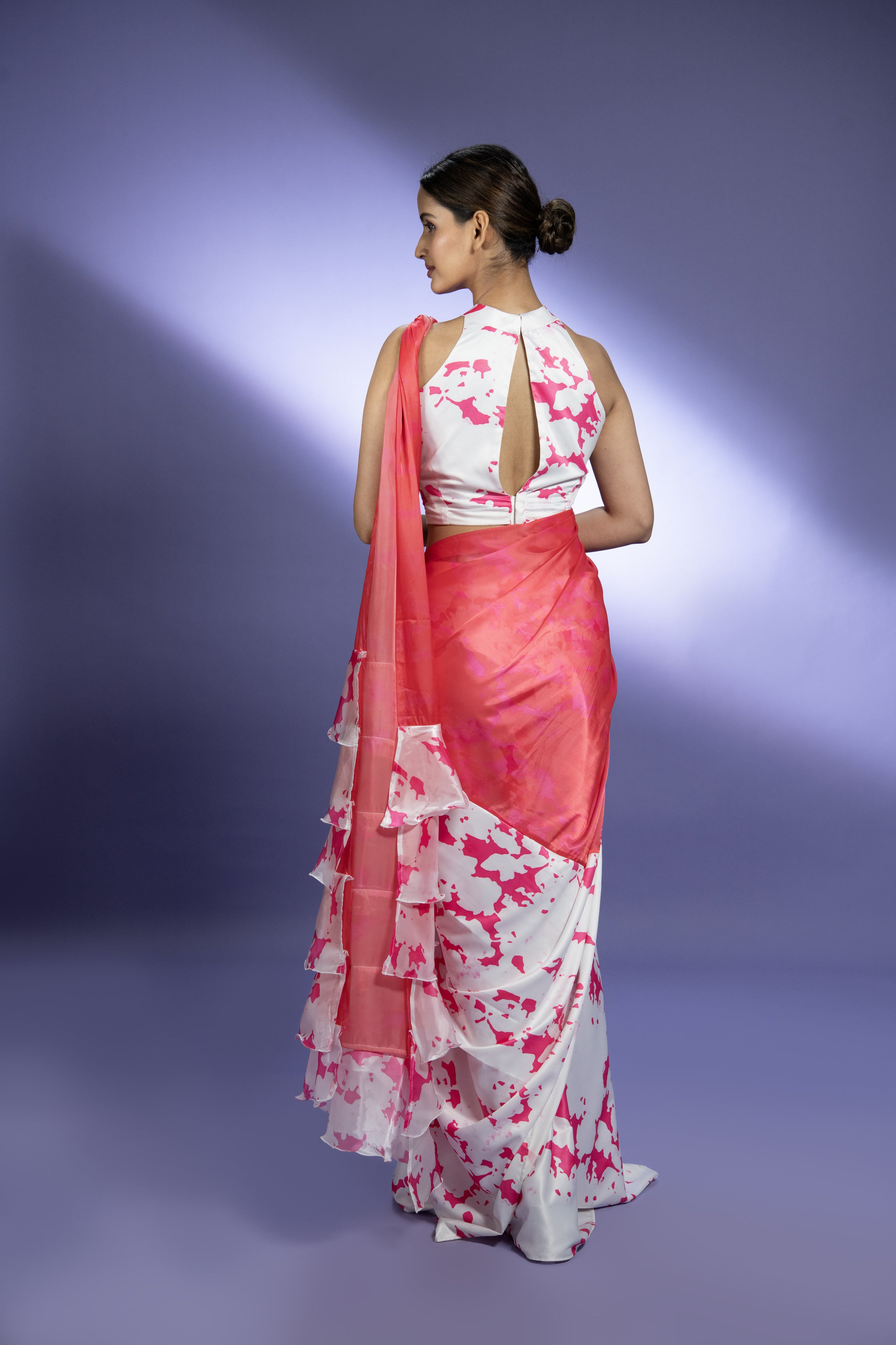 Pink floral Saree (Saree Only)
