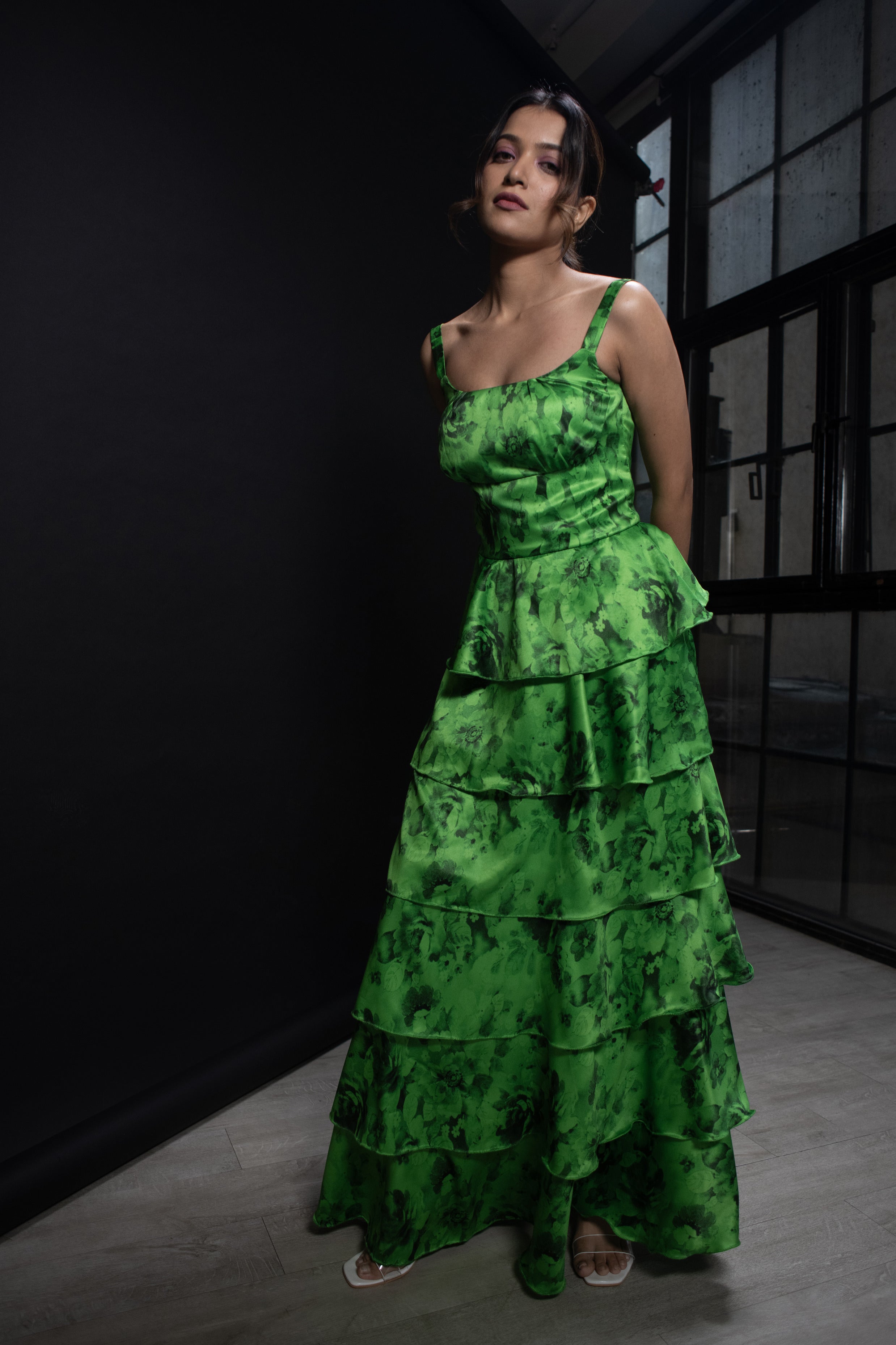 Green floral Tier Dress