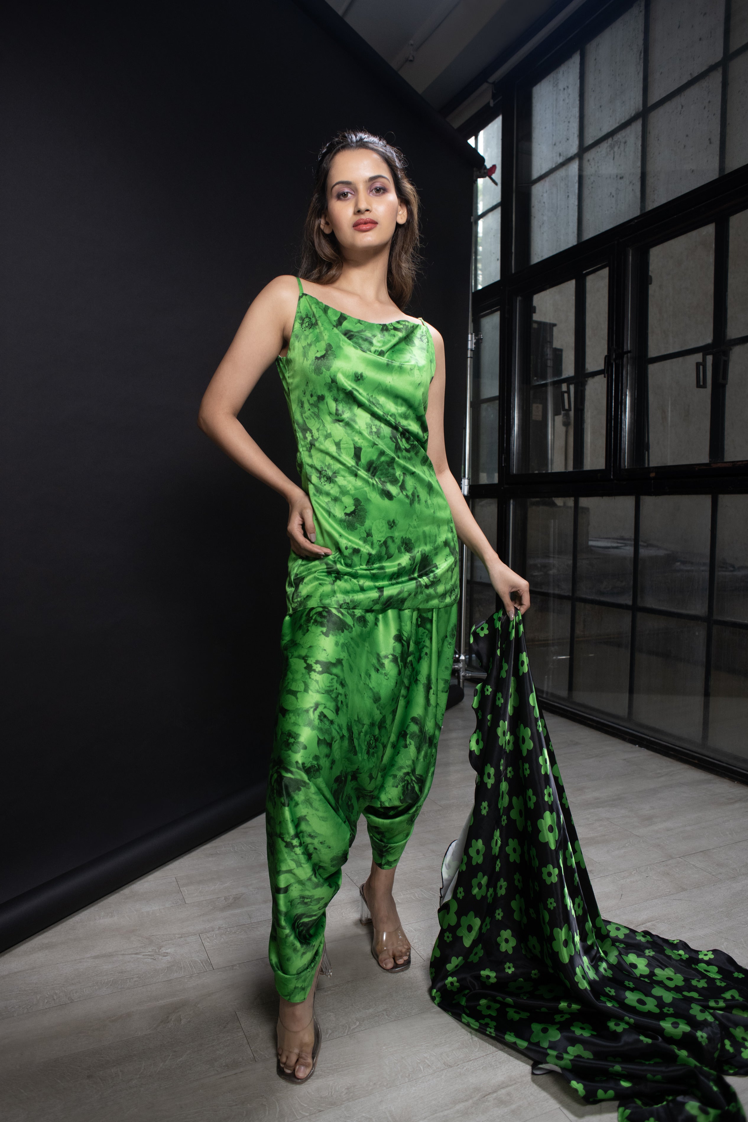 Green Floral Tulip Suit