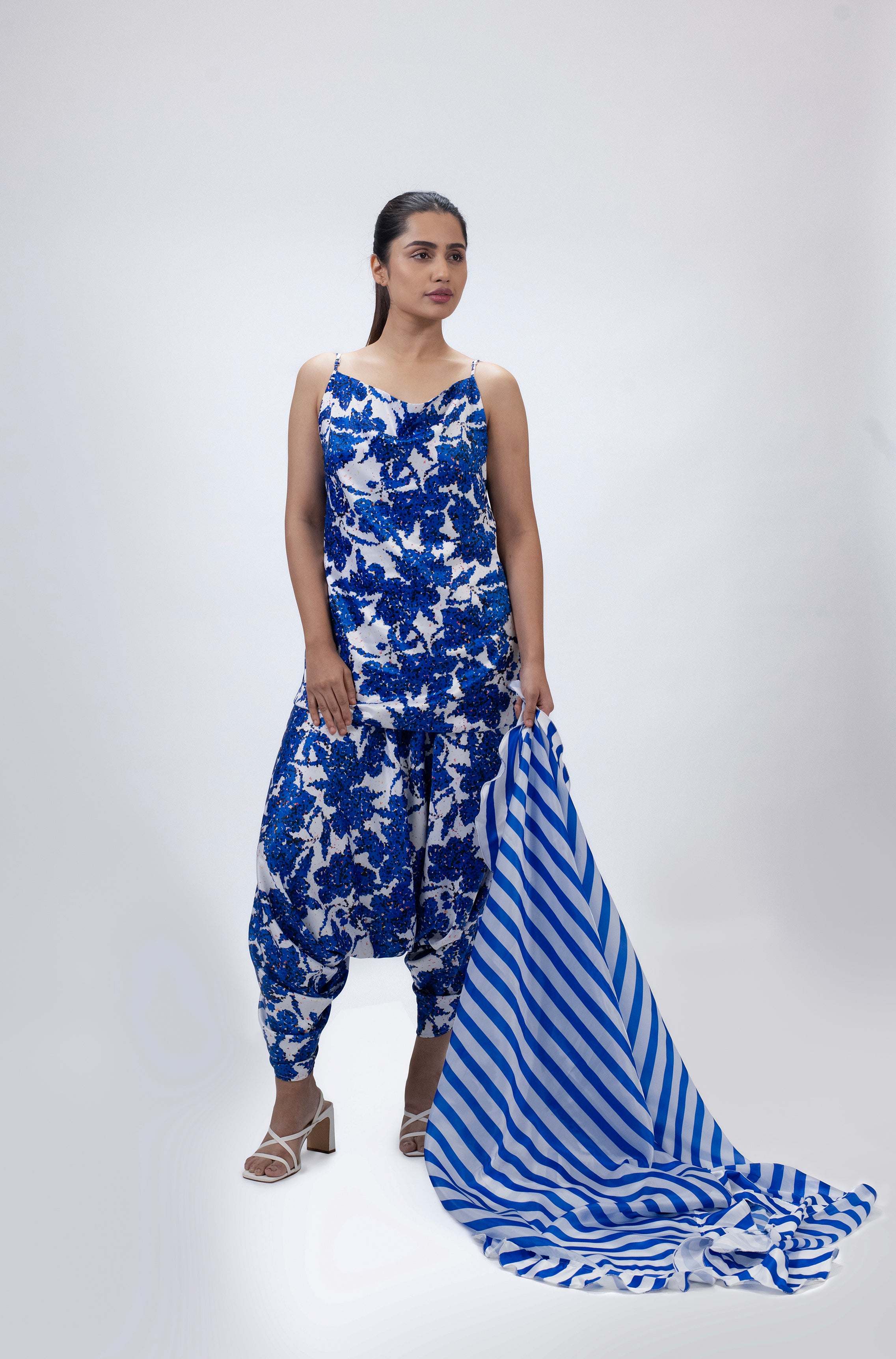 Blue Floral Tulip Suit