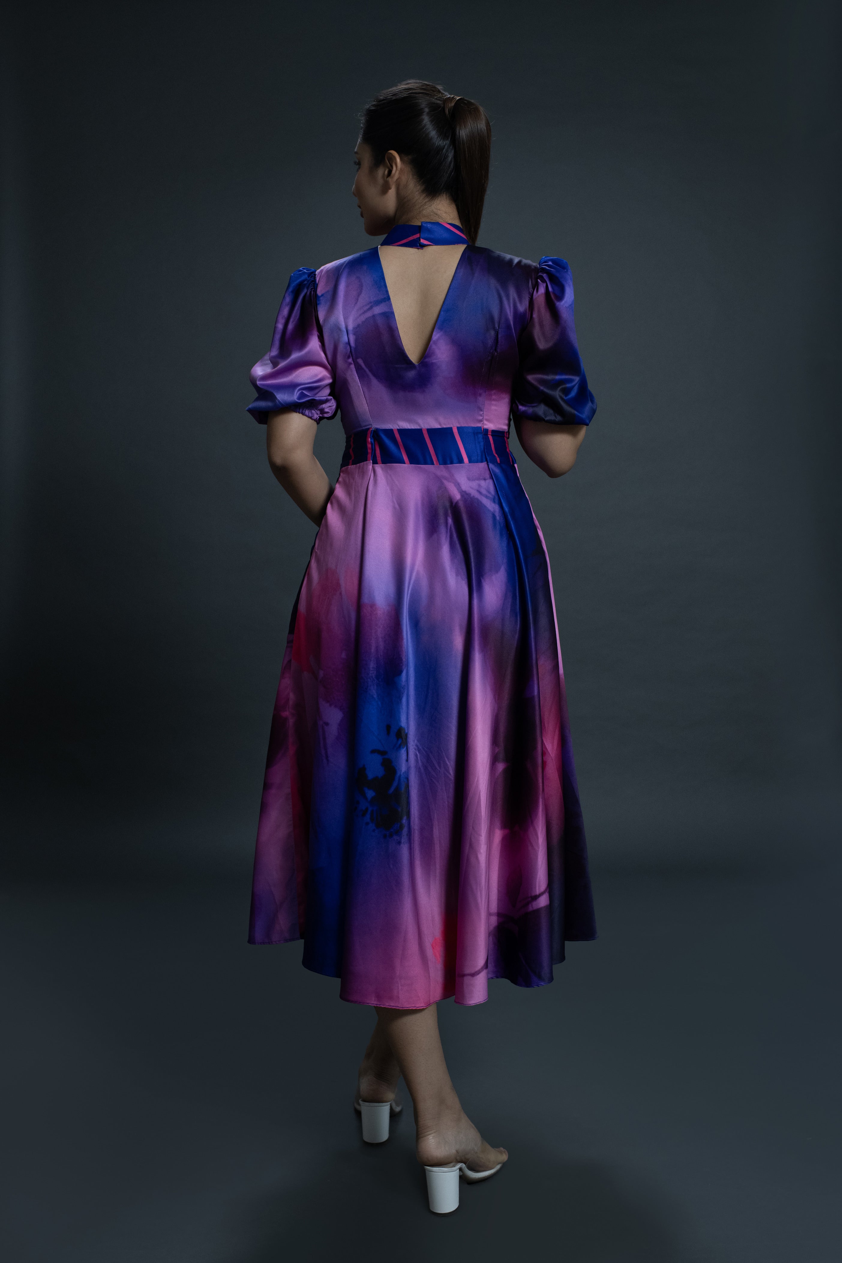 Purple Melange Fit & Flare Dress