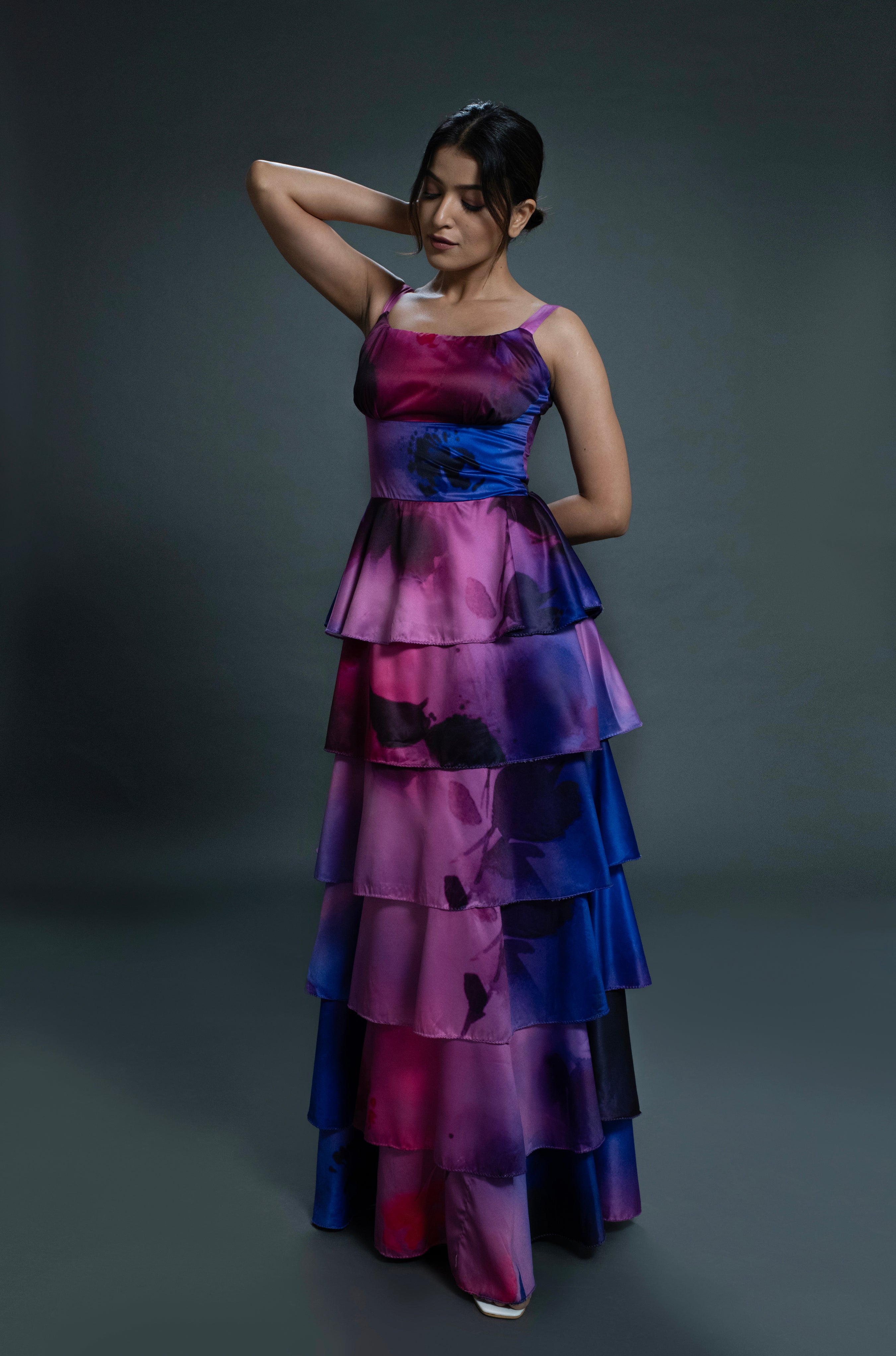 Purple Melange Tier Dress