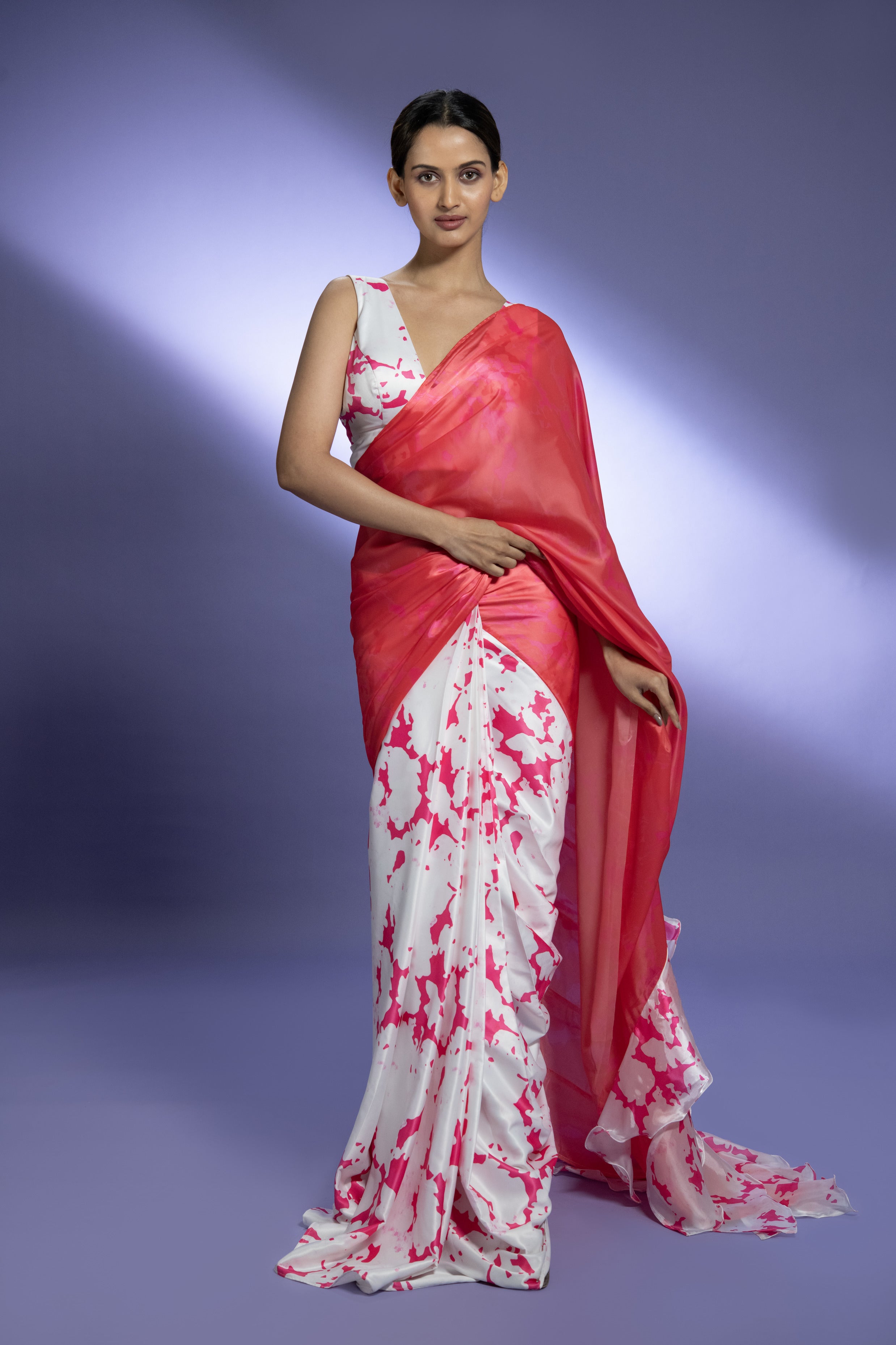 Pink floral Saree (Saree Only)