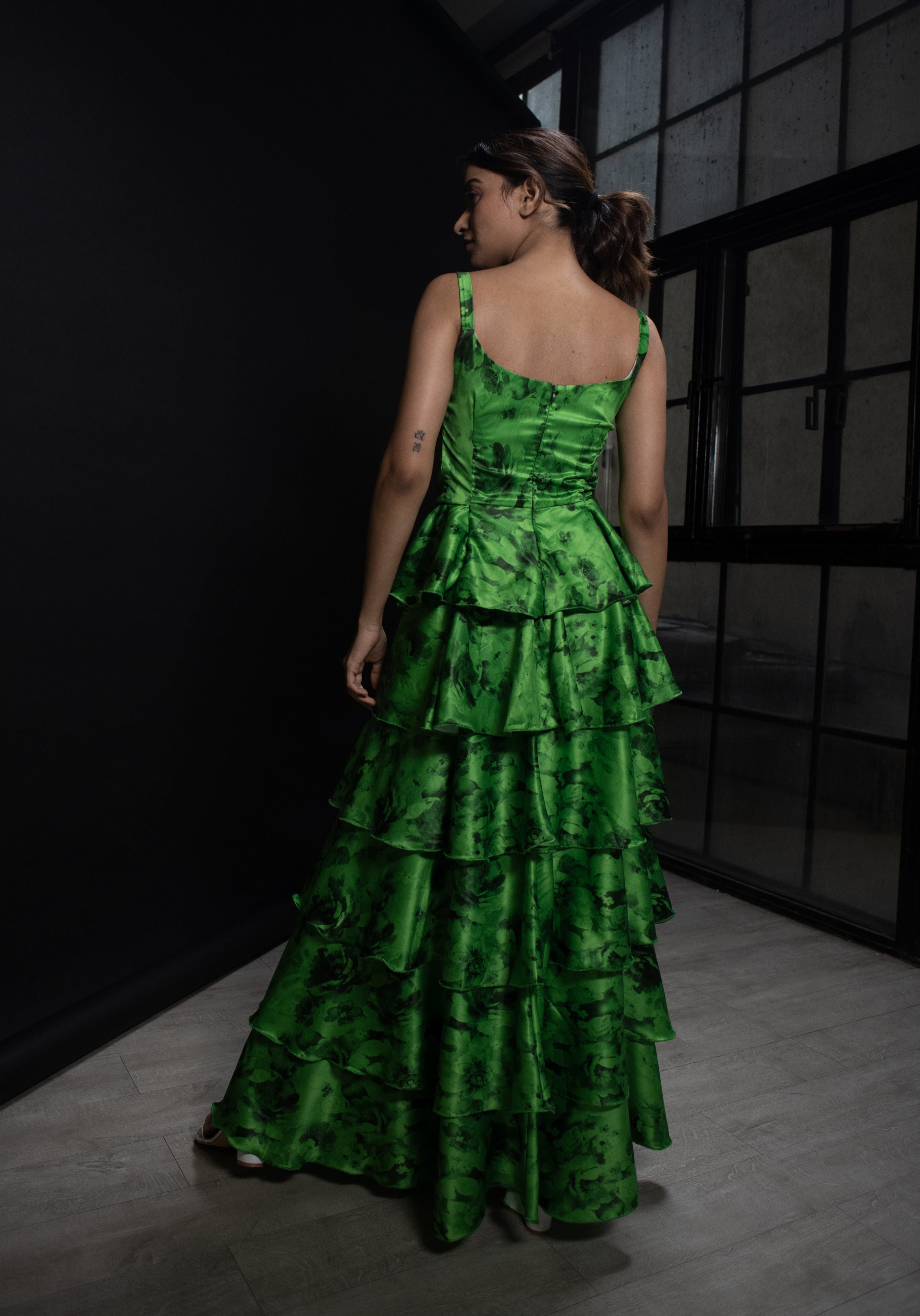 Green floral Tier Dress