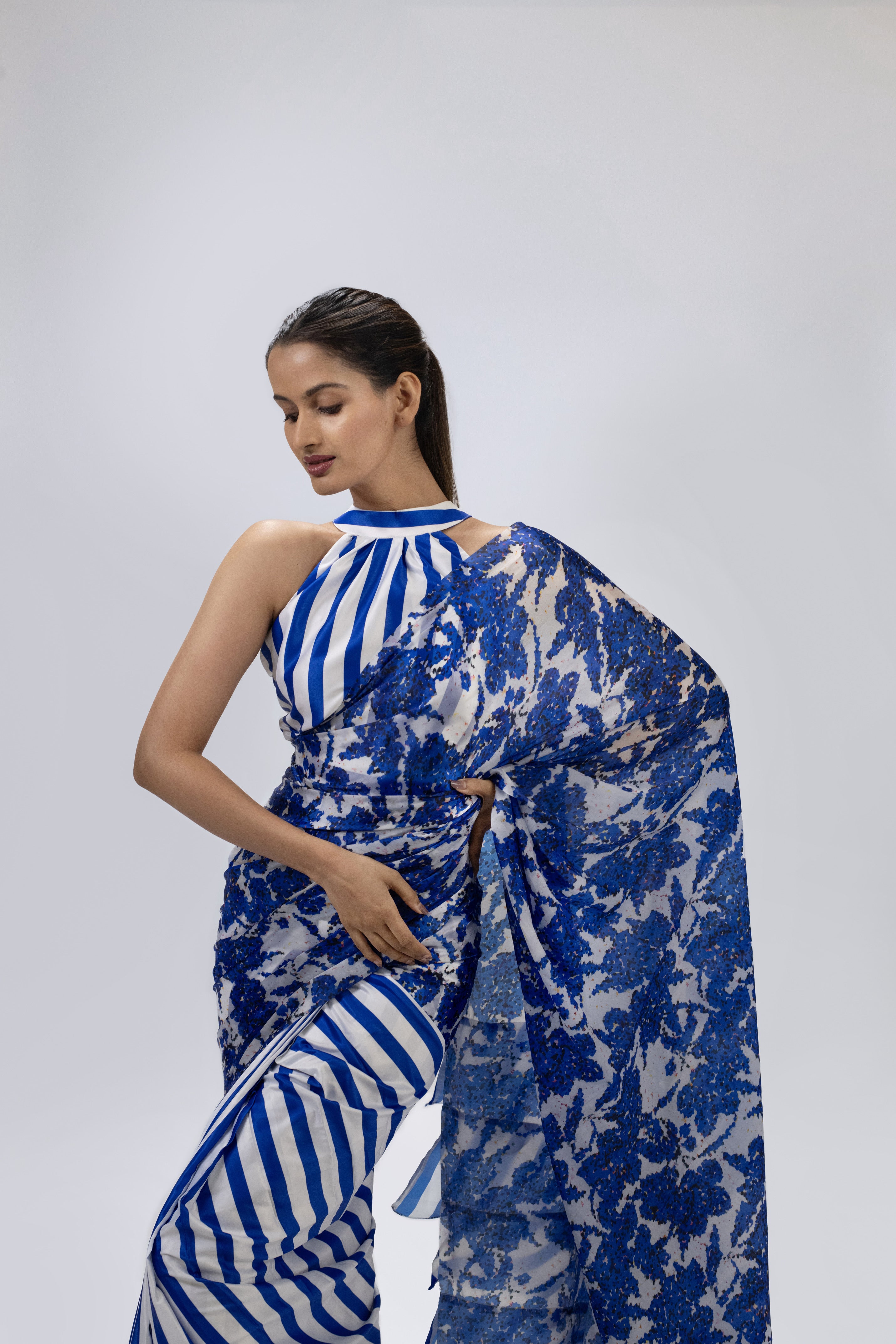 Blue Floral (Saree Only )