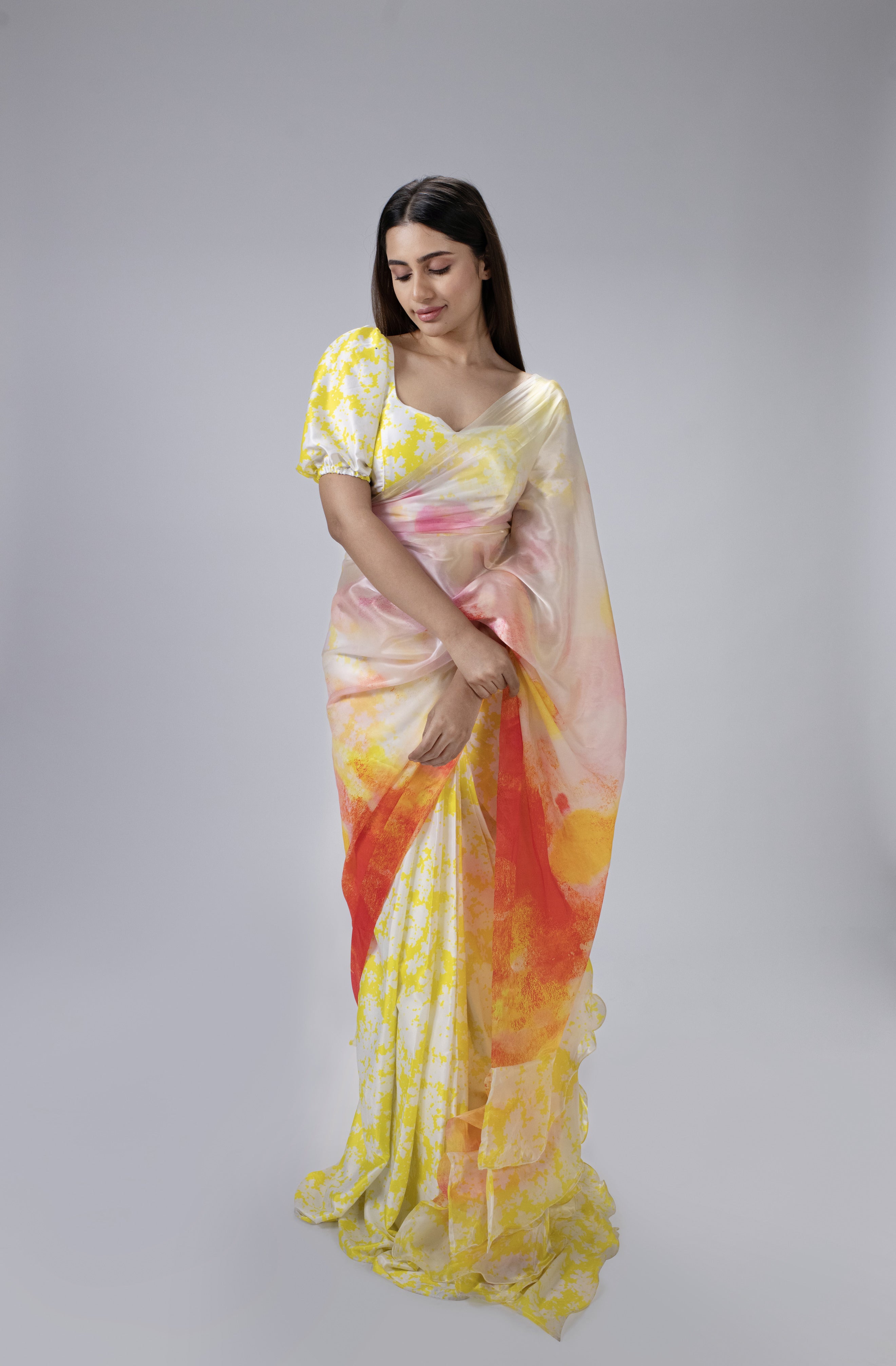 Yellow Ombre Saree (Saree Only)