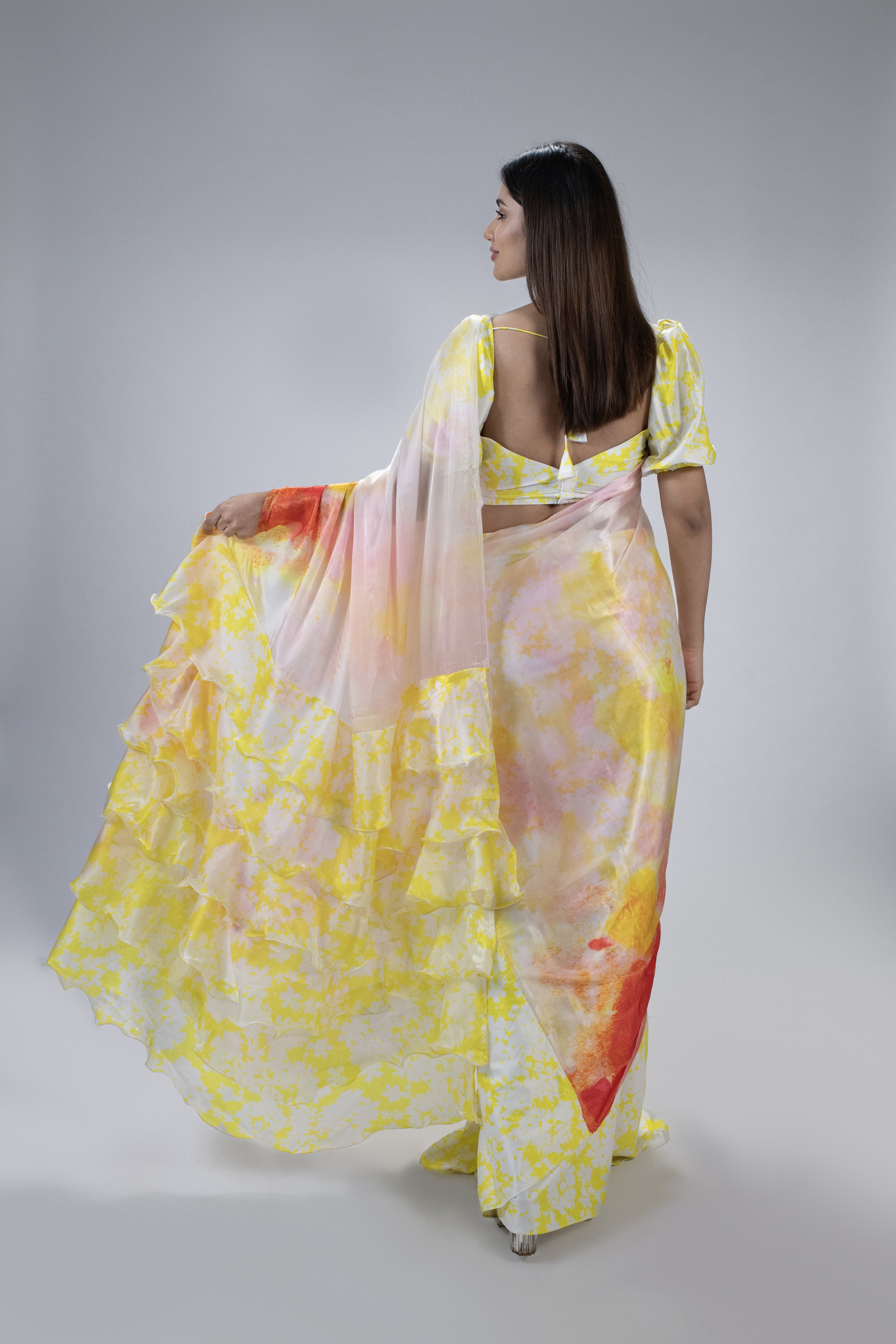 Yellow Ombre Saree (Saree Only)